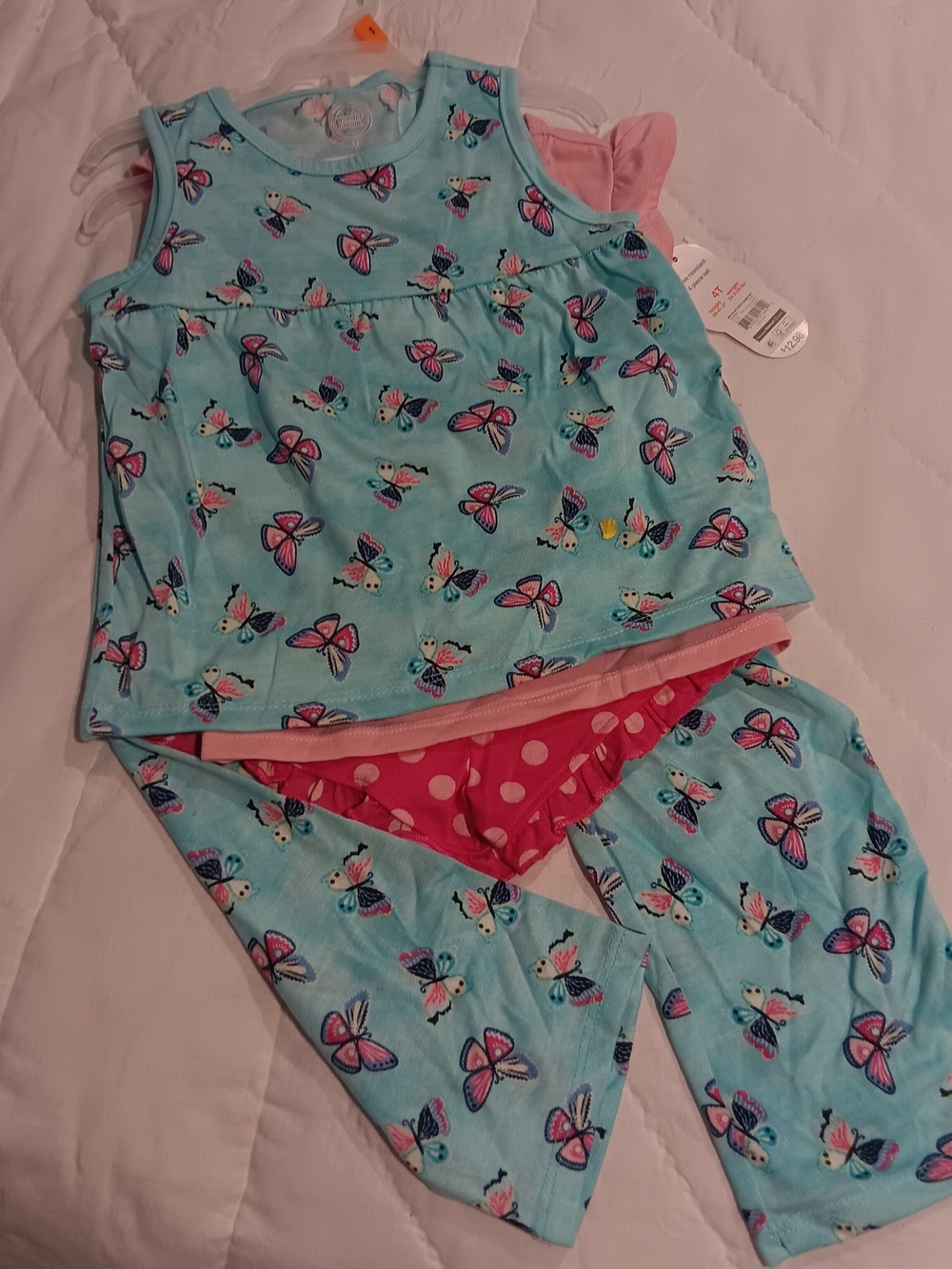 wonder nation 🍑 Light Blue Butterfly Pajama Set with Pink Accents